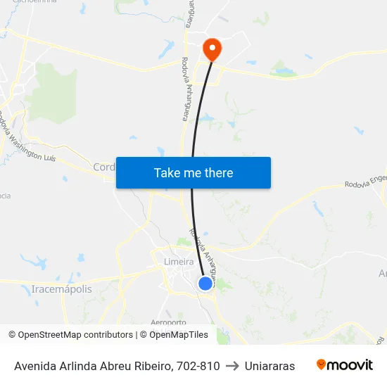 Avenida Arlinda Abreu Ribeiro, 702-810 to Uniararas map