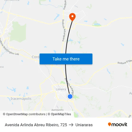 Avenida Arlinda Abreu Ribeiro, 725 to Uniararas map