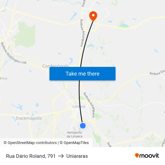 Rua Dário Roland, 791 to Uniararas map