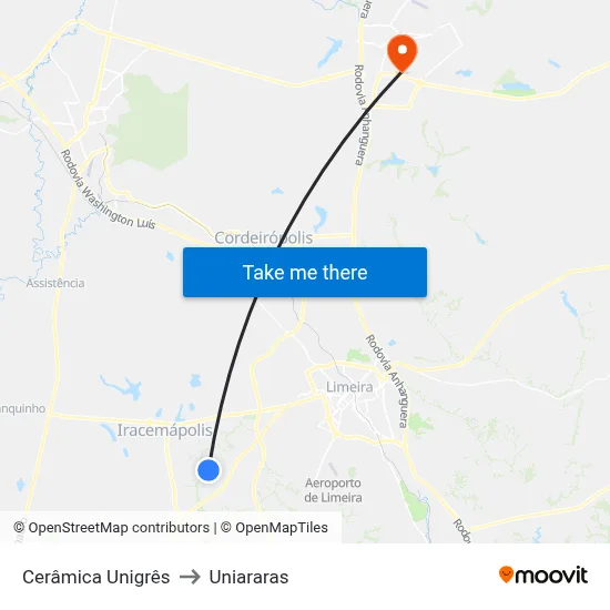 Cerâmica Unigrês to Uniararas map