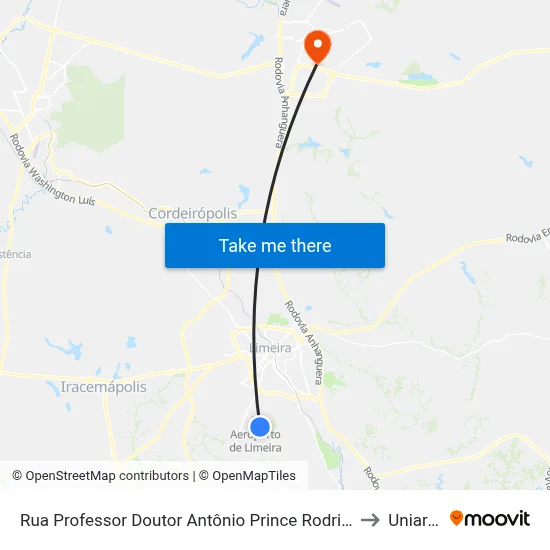 Rua Professor Doutor Antônio Prince Rodrigues, 2241-2279 to Uniararas map