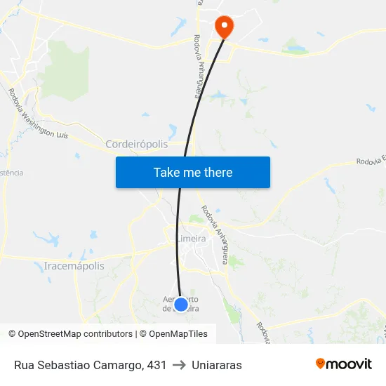 Rua Sebastiao Camargo, 431 to Uniararas map