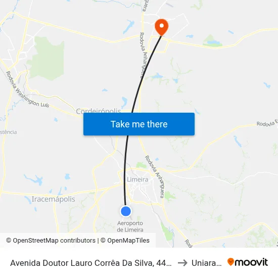 Avenida Doutor Lauro Corrêa Da Silva, 4487-4511 to Uniararas map