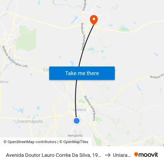 Avenida Doutor Lauro Corrêa Da Silva, 1999-2371 to Uniararas map