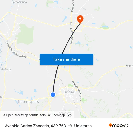 Avenida Carlos Zaccaria, 639-763 to Uniararas map