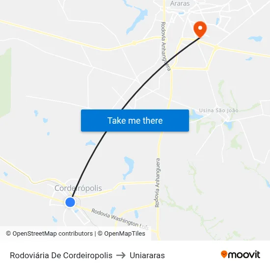 Rodoviária De Cordeiropolis to Uniararas map