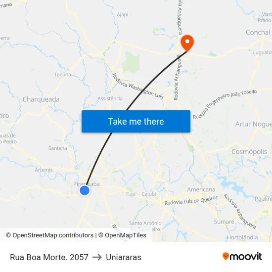 Rua Boa Morte. 2057 to Uniararas map