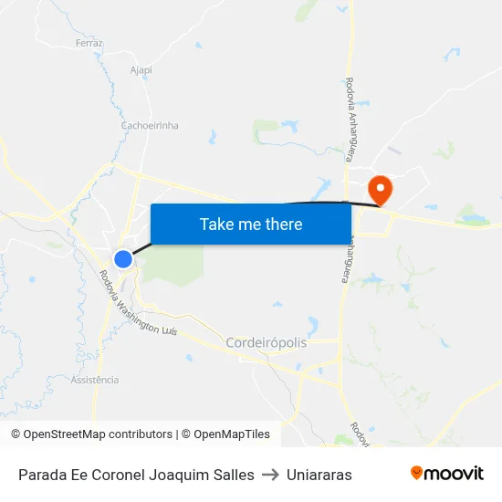 Parada Ee Coronel Joaquim Salles to Uniararas map