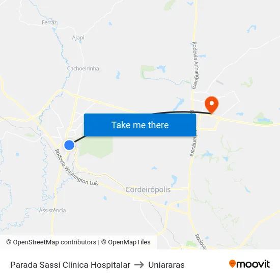 Parada Sassi Clinica Hospitalar to Uniararas map