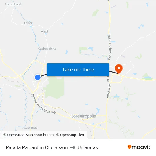 Parada Pa Jardim Chervezon to Uniararas map
