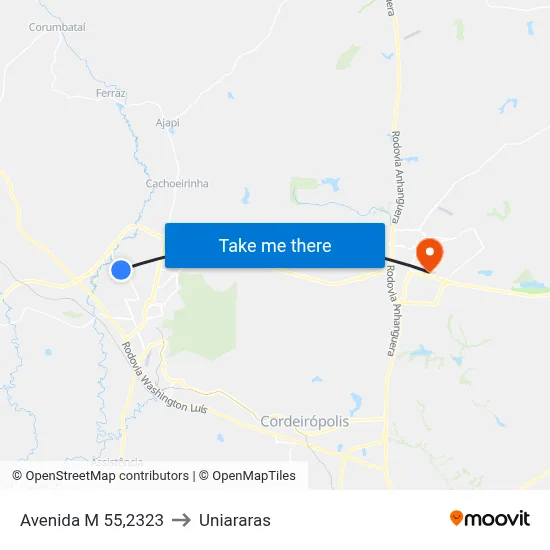 Avenida M 55,2323 to Uniararas map