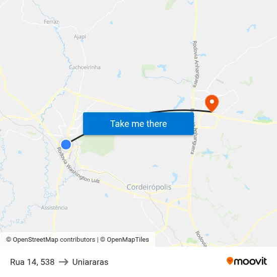 Rua 14, 538 to Uniararas map