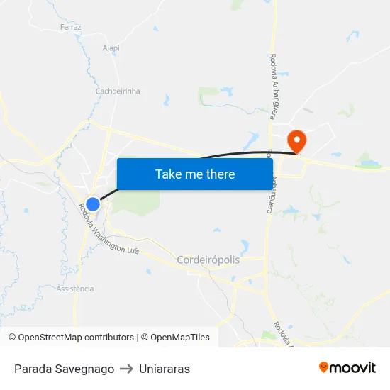 Parada Savegnago to Uniararas map
