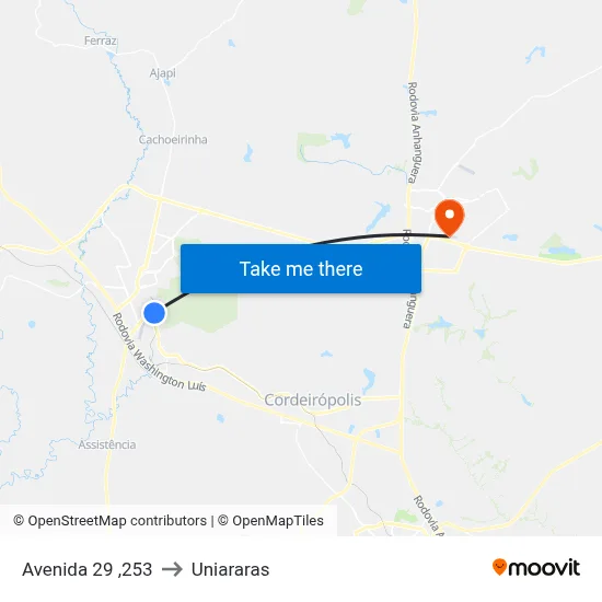 Avenida 29 ,253 to Uniararas map