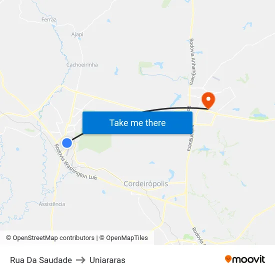 Rua Da Saudade to Uniararas map