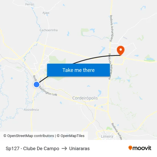 Sp127 - Clube De Campo to Uniararas map