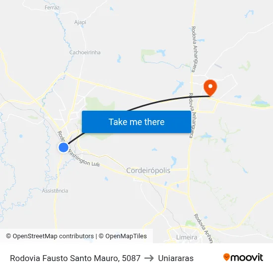 Rodovia Fausto Santo Mauro, 5087 to Uniararas map