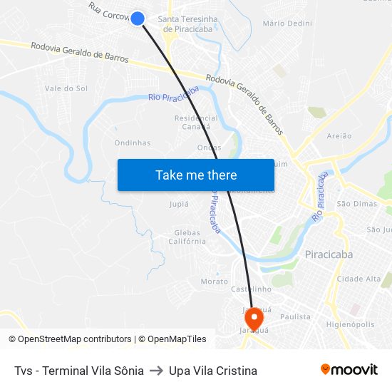 Tvs - Terminal Vila Sônia to Upa Vila Cristina map