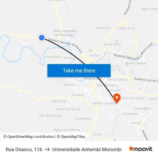 Rua Osasco, 116 to Universidade Anhembi Morumbi map