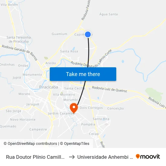 Rua Doutor Plínio Camillo, 330-570 to Universidade Anhembi Morumbi map
