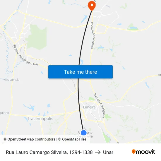 Rua Lauro Camargo Silveira, 1294-1338 to Unar map