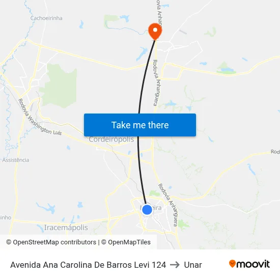 Avenida Ana Carolina De Barros Levi 124 to Unar map