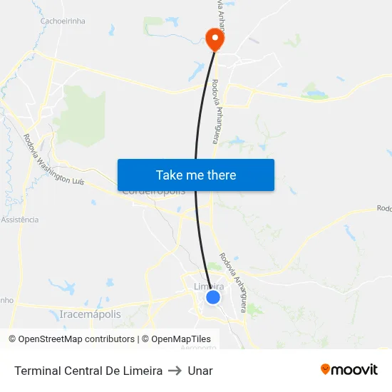 Terminal Central De Limeira to Unar map