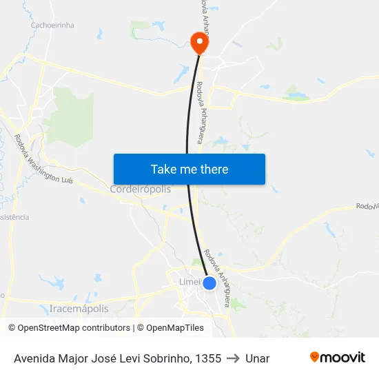 Avenida Major José Levi Sobrinho, 1355 to Unar map