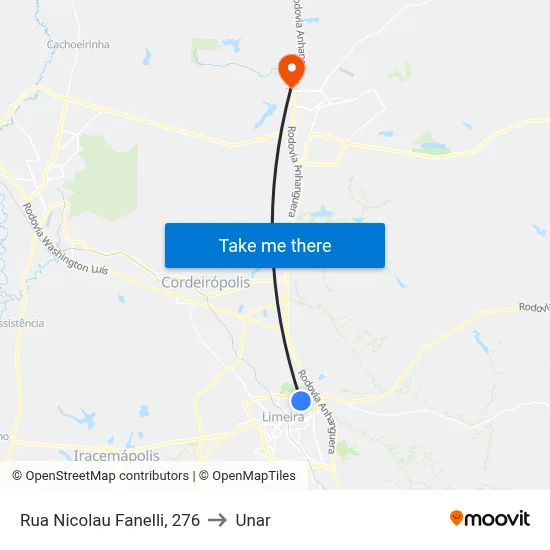 Rua Nicolau Fanelli, 276 to Unar map