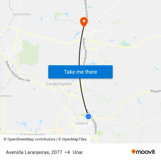 Avenida Laranjeiras, 2077 to Unar map
