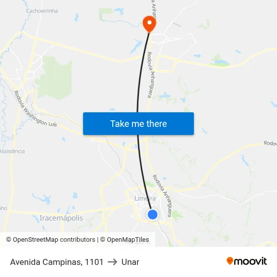 Avenida Campinas, 1101 to Unar map