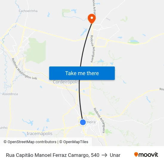 Rua Capitão Manoel Ferraz Camargo, 540 to Unar map