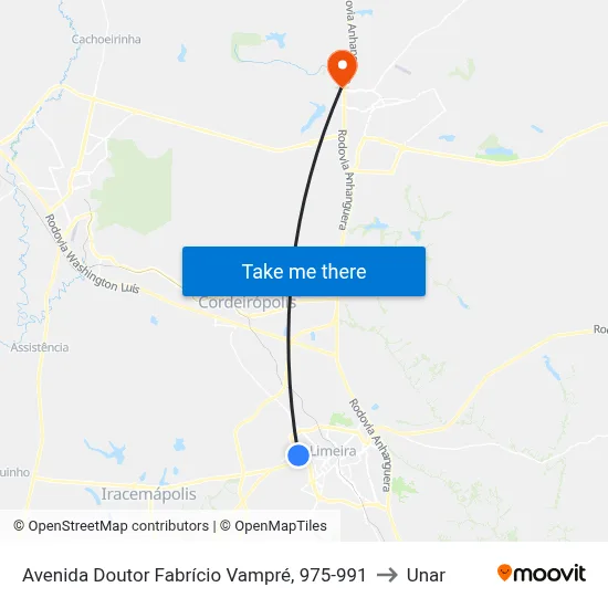 Avenida Doutor Fabrício Vampré, 975-991 to Unar map