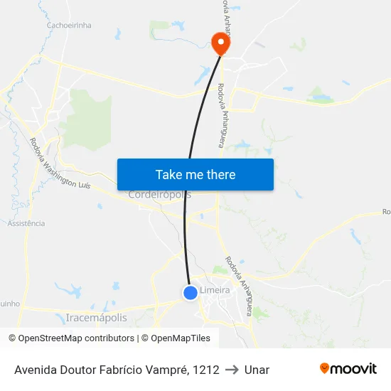 Avenida Doutor Fabrício Vampré, 1212 to Unar map