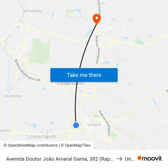 Avenida Doutor João Amaral Gama, 382 (Rapidão) to Unar map
