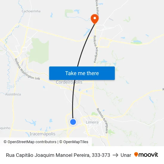 Rua Capitão Joaquim Manoel Pereira, 333-373 to Unar map