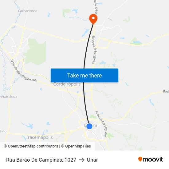 Rua Barão De Campinas, 1027 to Unar map