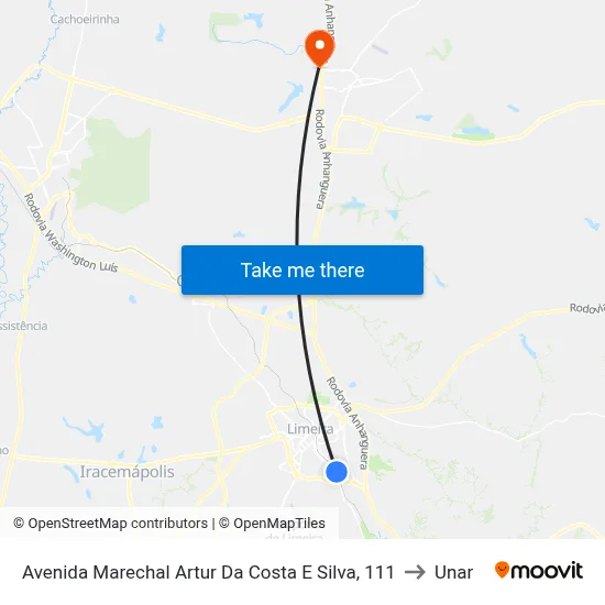 Avenida Marechal Artur Da Costa E Silva, 111 to Unar map