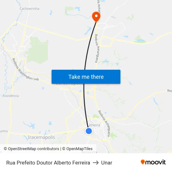 Rua Prefeito Doutor Alberto Ferreira to Unar map