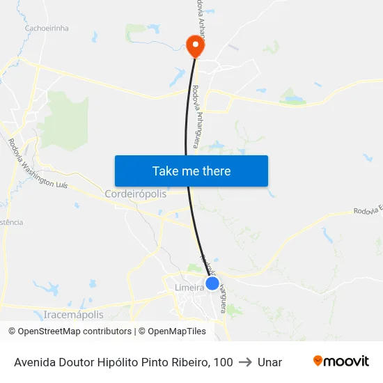 Avenida Doutor Hipólito Pinto Ribeiro, 100 to Unar map