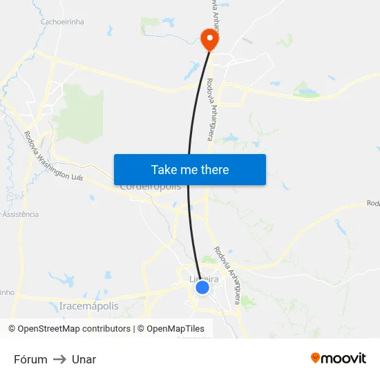 Fórum to Unar map