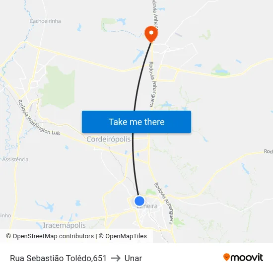 Rua Sebastião Tolêdo,651 to Unar map