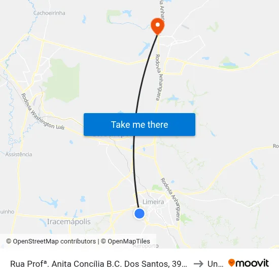 Rua Profª. Anita Concília B.C. Dos Santos, 399-479 to Unar map