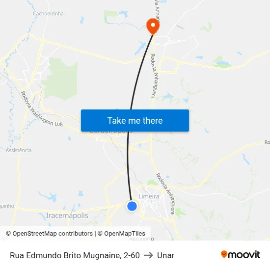 Rua Edmundo Brito Mugnaine, 2-60 to Unar map