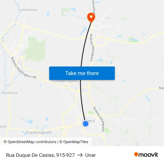 Rua Duque De Caxias, 915-927 to Unar map