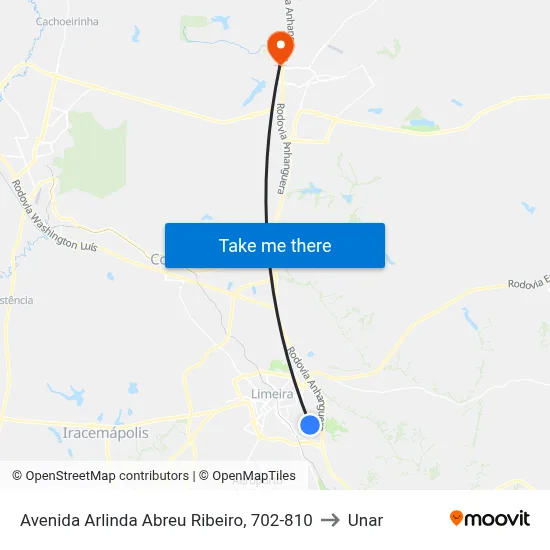 Avenida Arlinda Abreu Ribeiro, 702-810 to Unar map