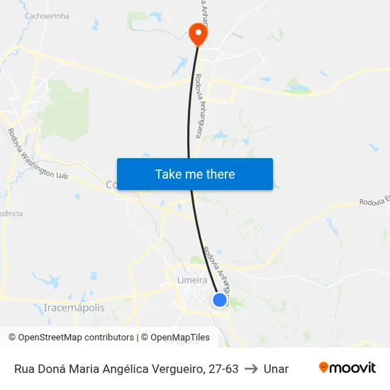 Rua Doná Maria Angélica Vergueiro, 27-63 to Unar map