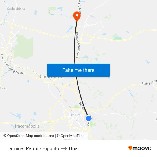 Terminal Parque Hipolito to Unar map