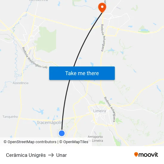 Cerâmica Unigrês to Unar map