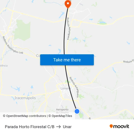 Parada Horto Florestal C/B to Unar map